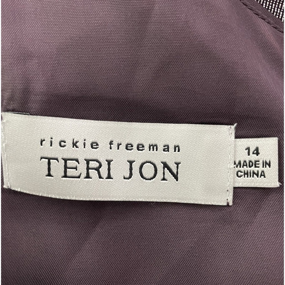Rickie Freeman Teri Jon Purple Silver Metallic Slip Dress Silk Blend Party 14 - Picture 4 of 5